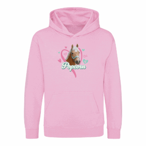 Harlow and Popcorn in Heart Hoodie